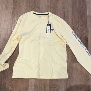 Vineyard Vines Men's Light Yellow Long Sleeve Tee